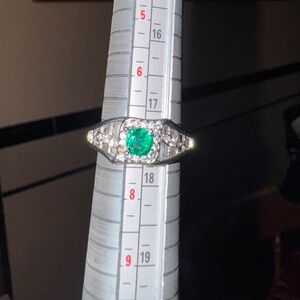 Elegant White Gold Filled and Green CZ Ring